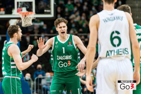 Pirmoji pergalė: didžiąją rungtynių dalį pirmavęs „Žalgiris“ namuose įveikė „Panathinaikos“