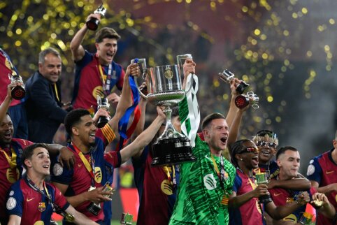 „Barcelona“ per pratęsimą įspūdingu įvarčiu įveikė „Real“ Karaliaus taurės finale