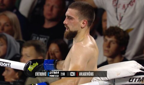 R. Avlasevičiaus blauzdą užatakavęs N. Svetkovičius iškovojo UTMA diržą