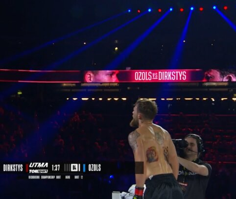 D. Dirkstys tik po sunkios kovos įveikė latvį Ozolą bei iškovojo UTMA diržą