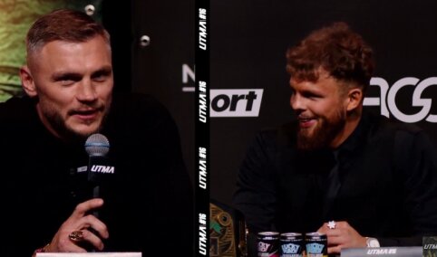 Per spaudos konferenciją D. Dirkstys metaliniais pinigais atne&scaron;ė eurų S. Maslobojevui