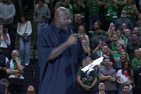 Shaquille&lsquo;as O'Nealas pagerbtas Žalgirio arenoje: myliu Lietuvą ir Žalgirį
